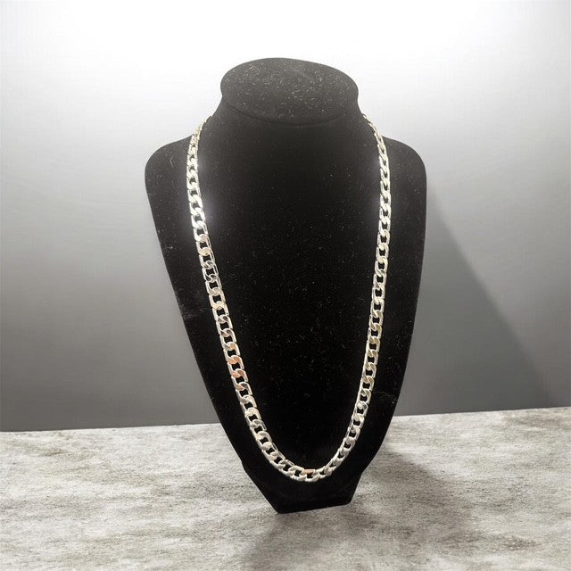 Unisex White Gold Cuban Chain 7.3 mm