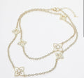 Mother of Pearl Floral Charm Station Long Necklace