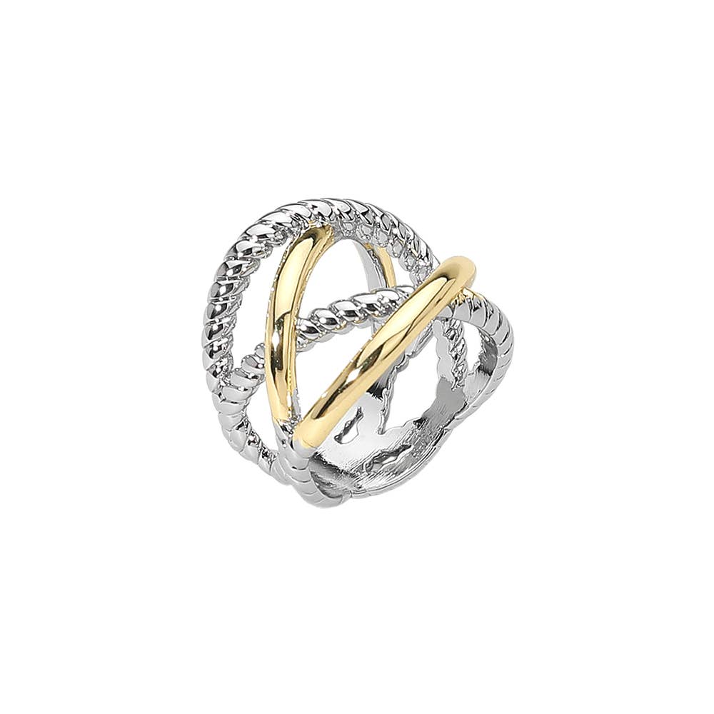 Two Tone Interwoven Textured Ring