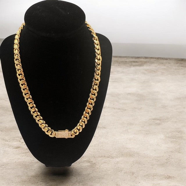 Cuban Chain with Iced out Box Lock 10mm