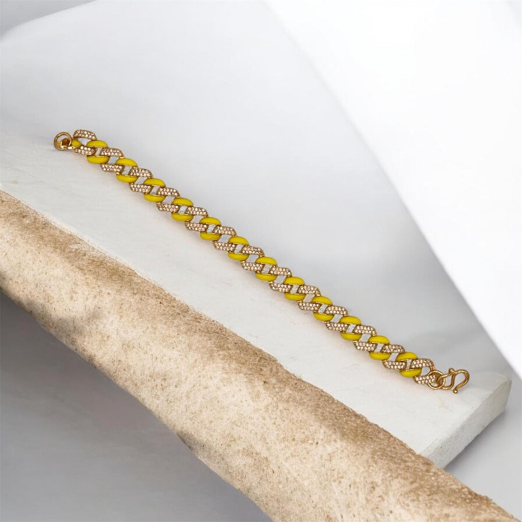 Neon Enamel Pave Cuban Bracelet