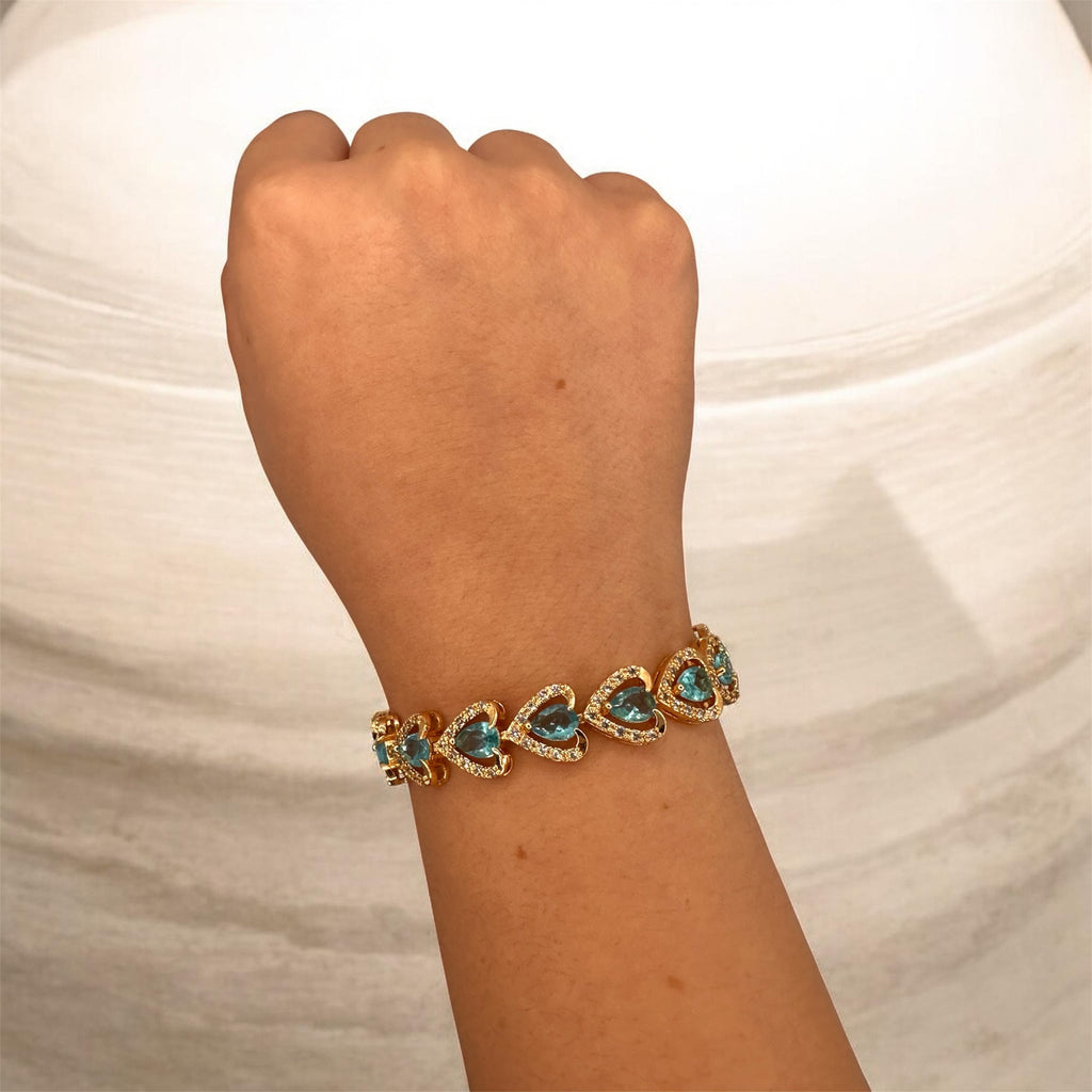 Teal Tennis Heart Bracelet