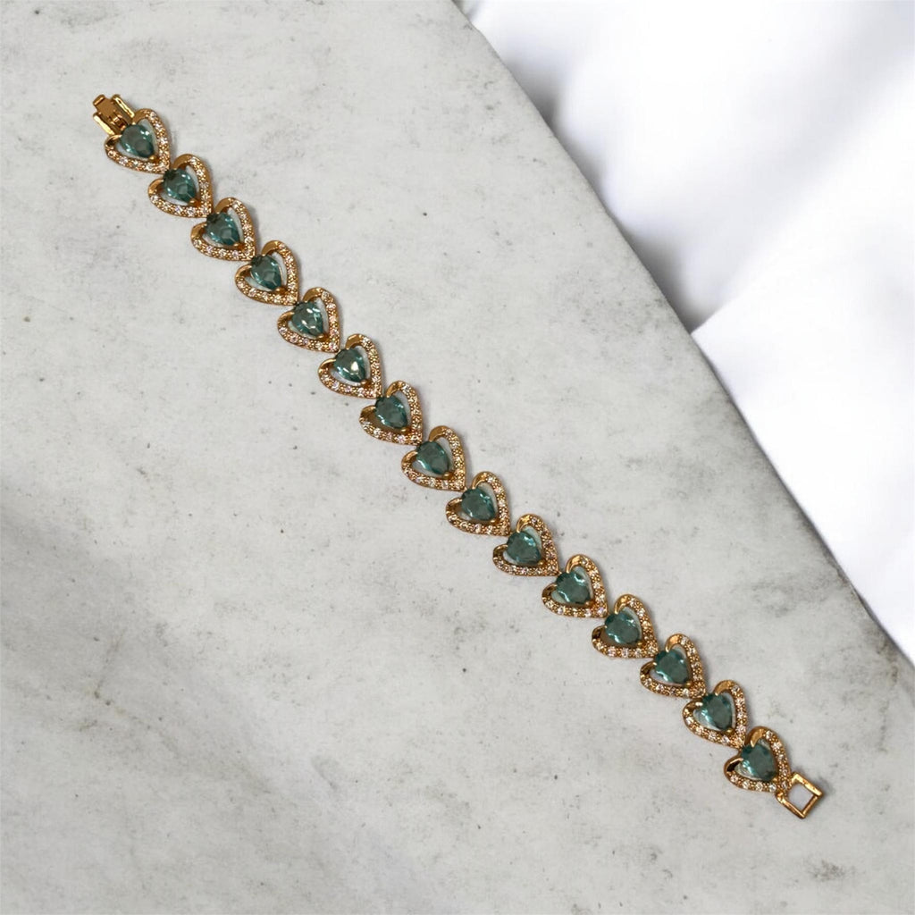 Teal Tennis Heart Bracelet