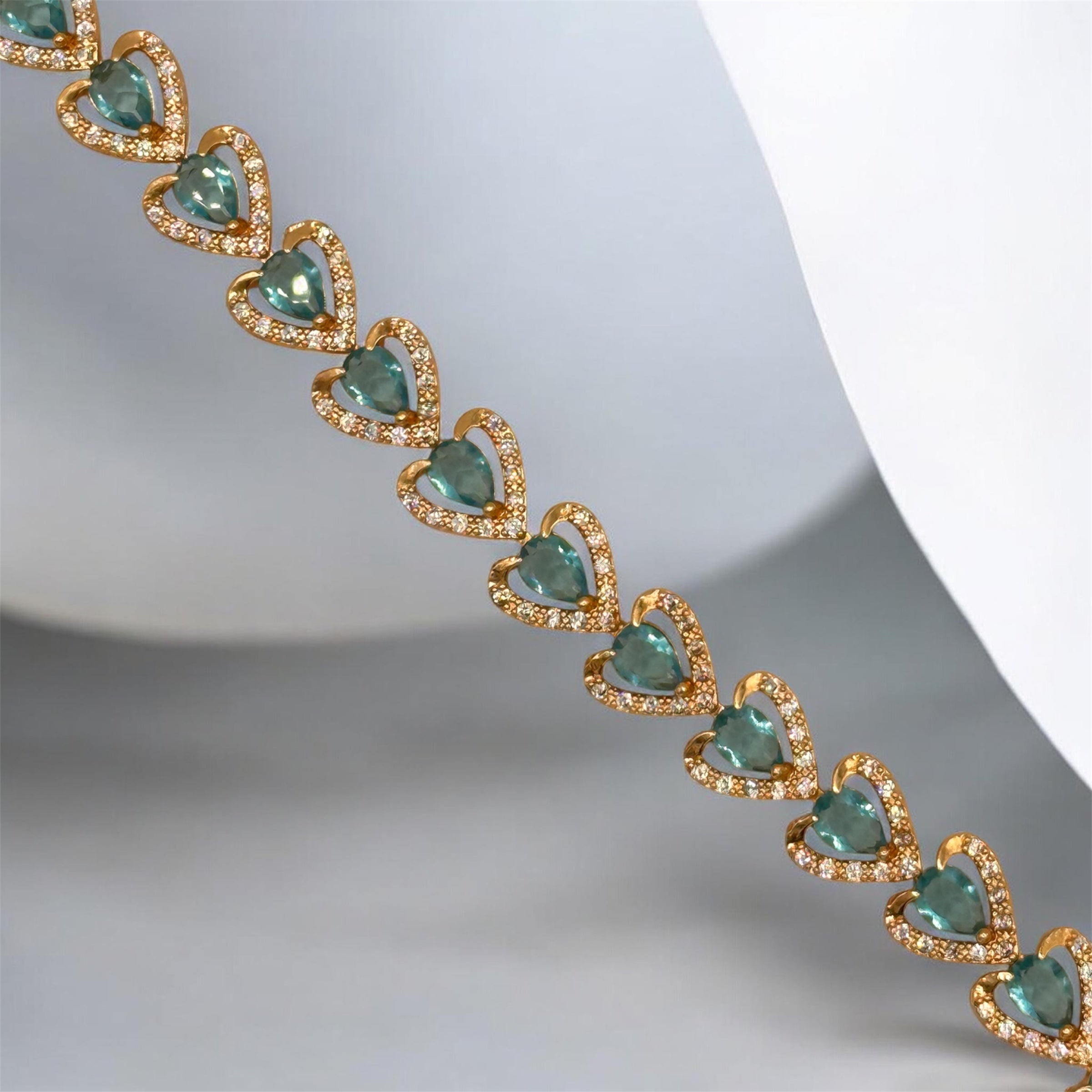 Teal Tennis Heart Bracelet