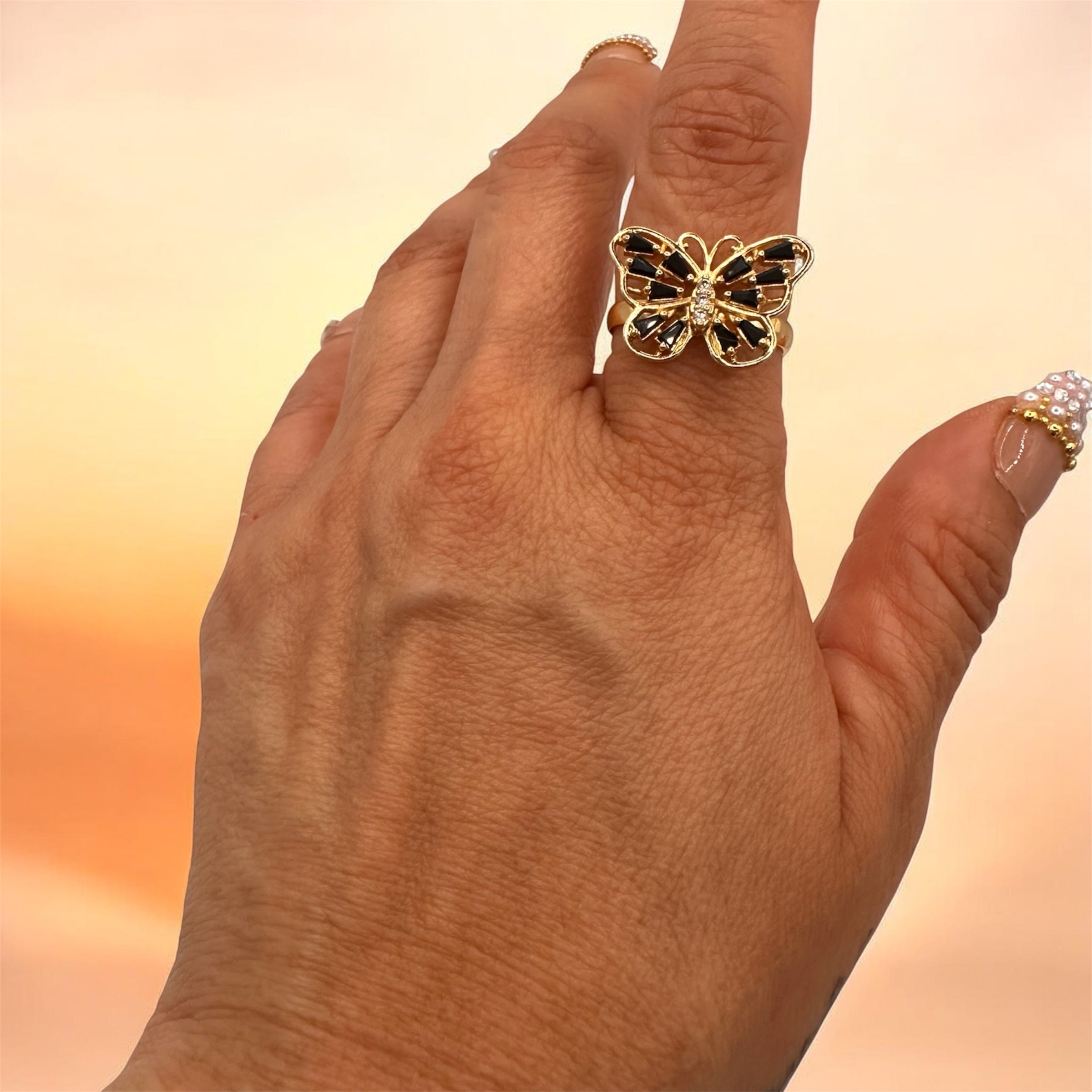 Butterfly Ring with Onyx