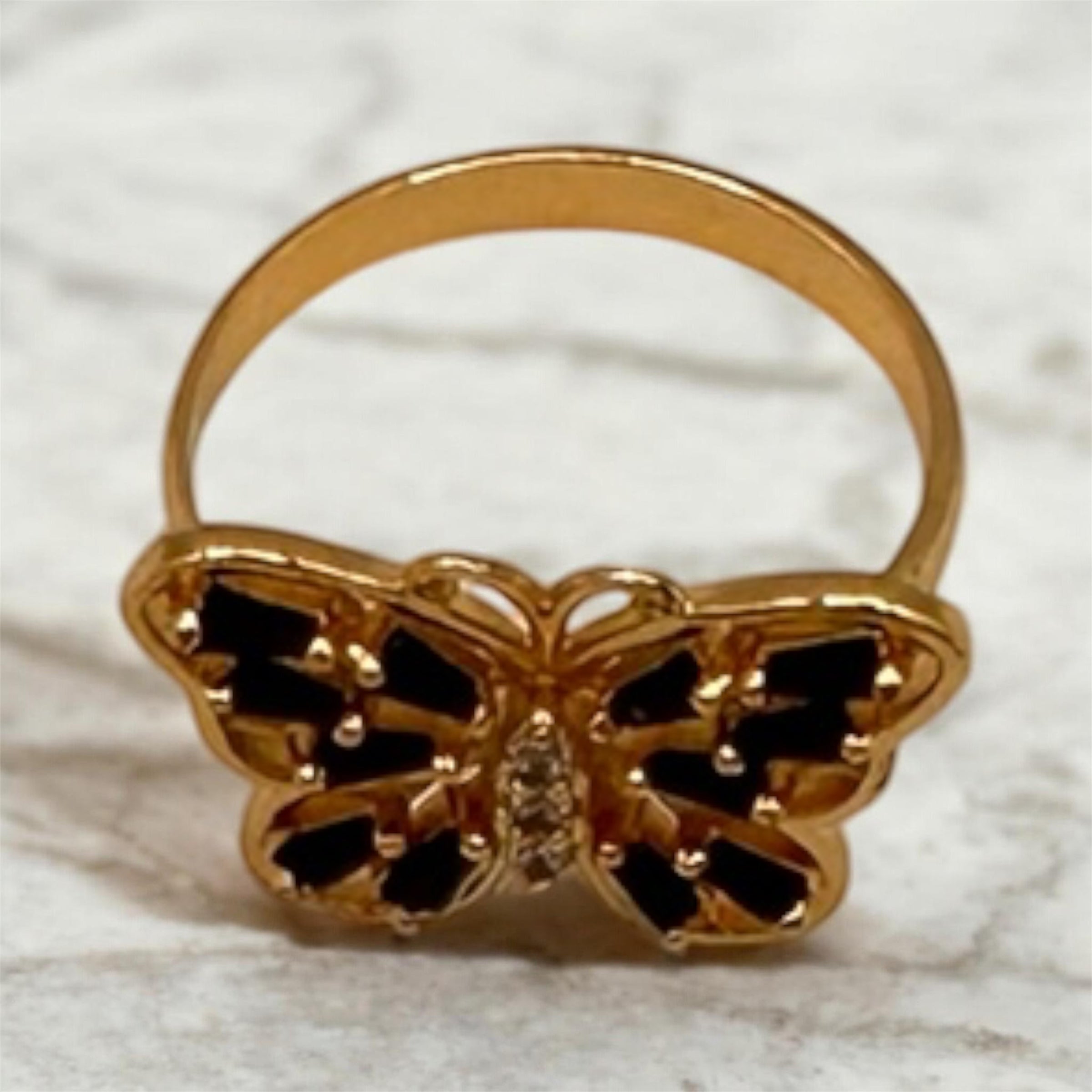 Butterfly Ring with Onyx