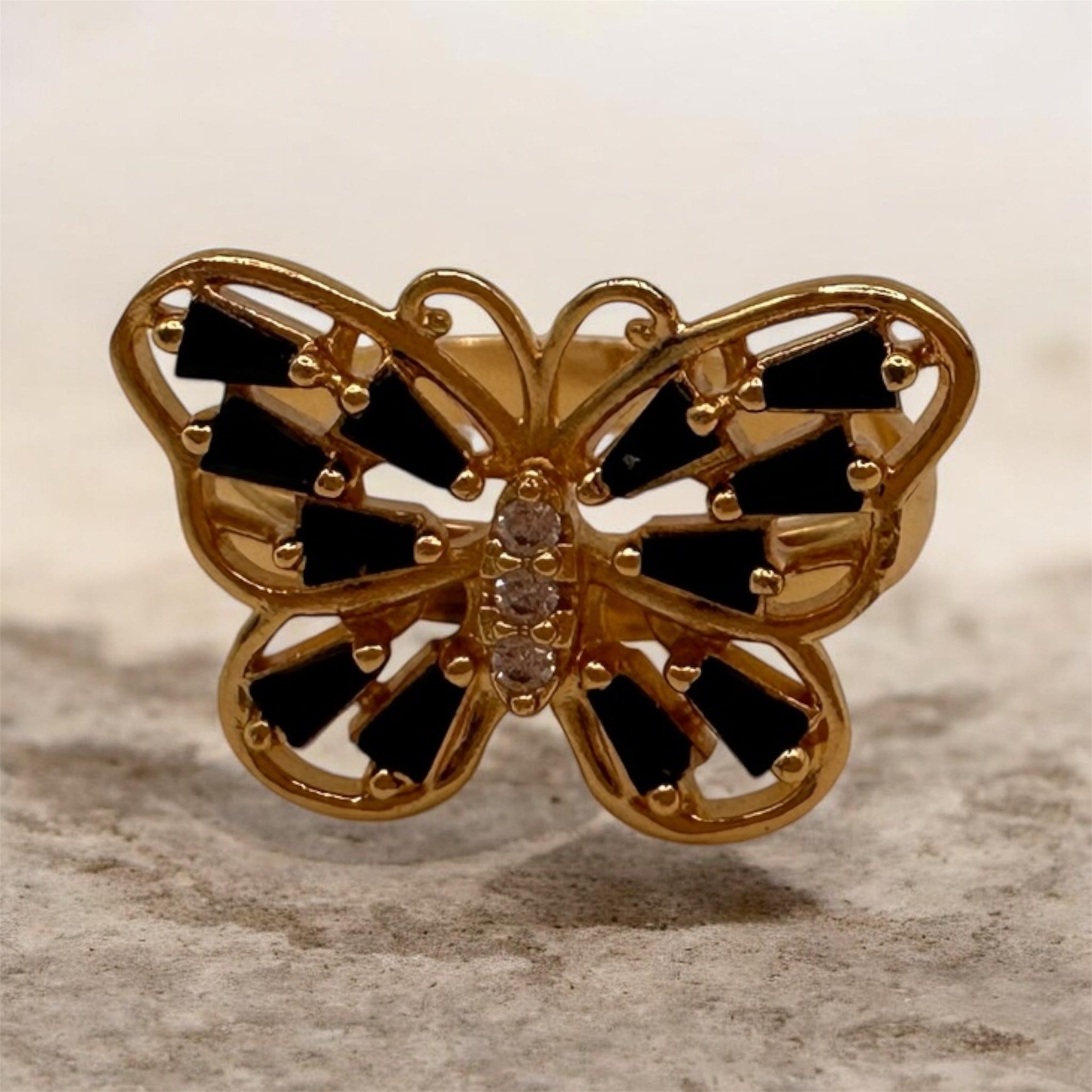 Butterfly Ring with Onyx