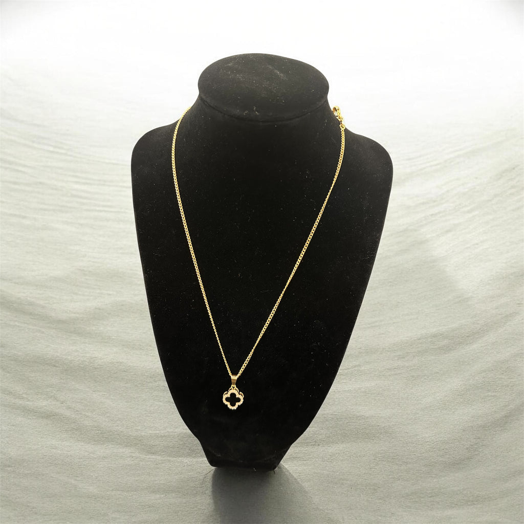 Betty Black Clover Pave Necklace