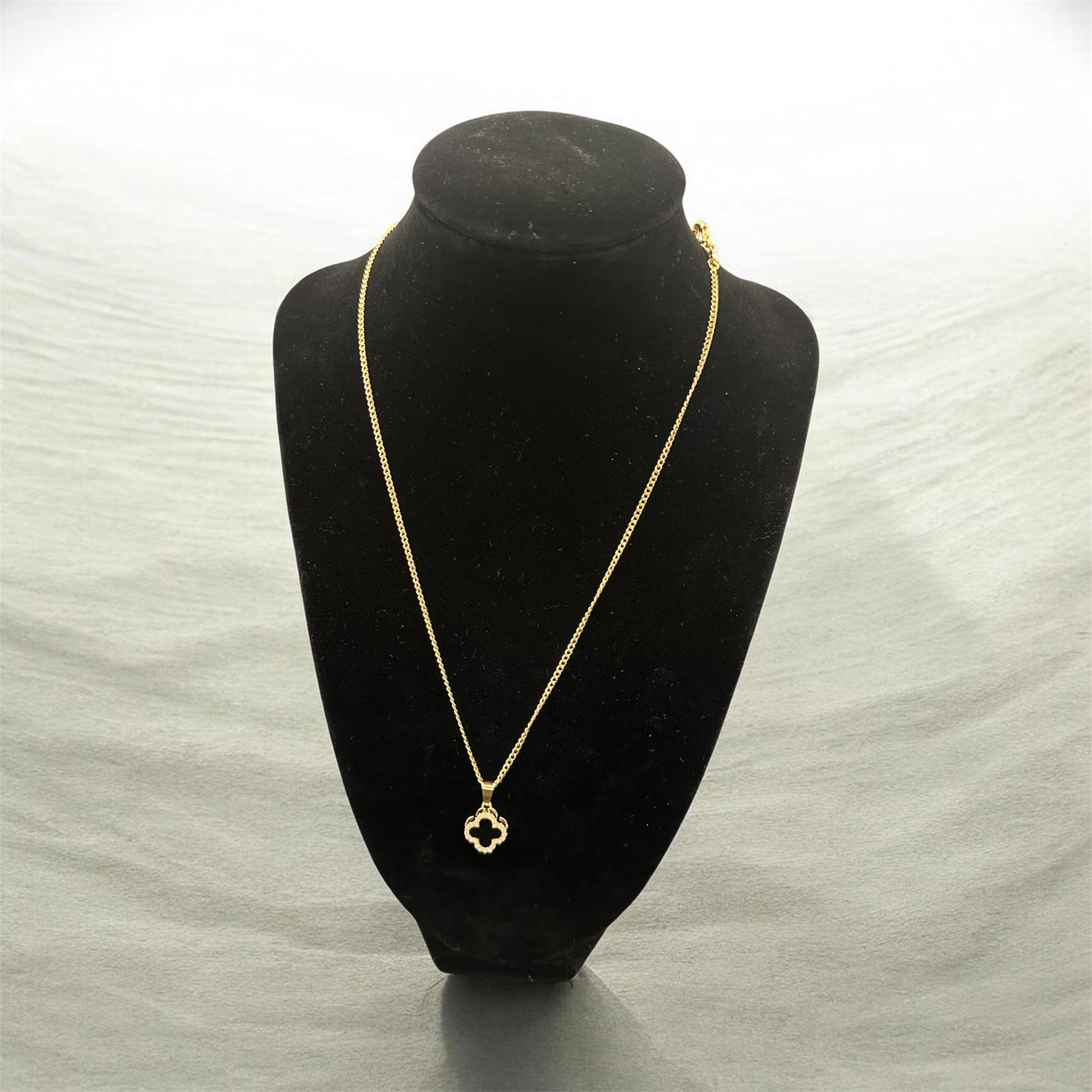 Betty Black Clover Pave Necklace