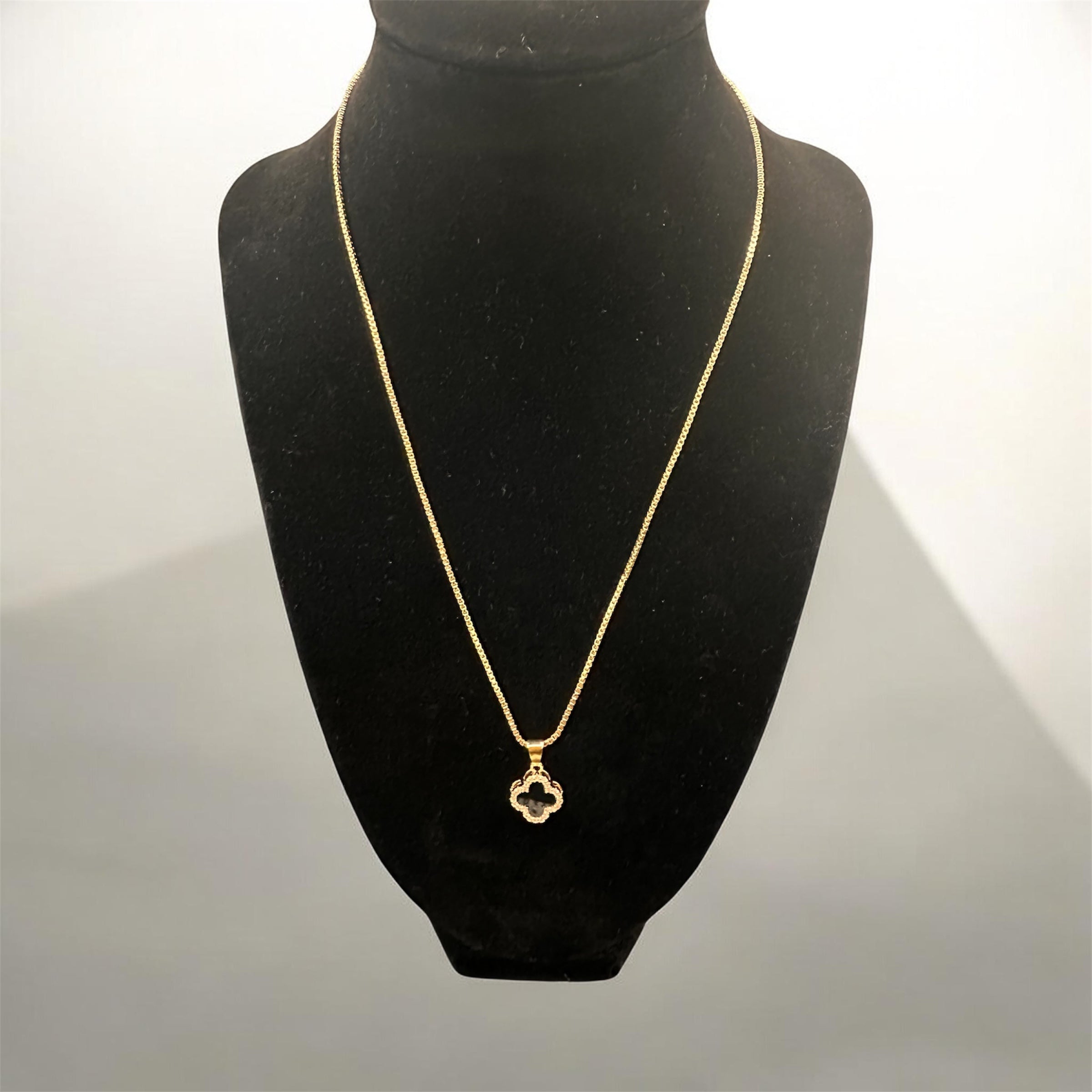 Betty Black Clover Pave Necklace
