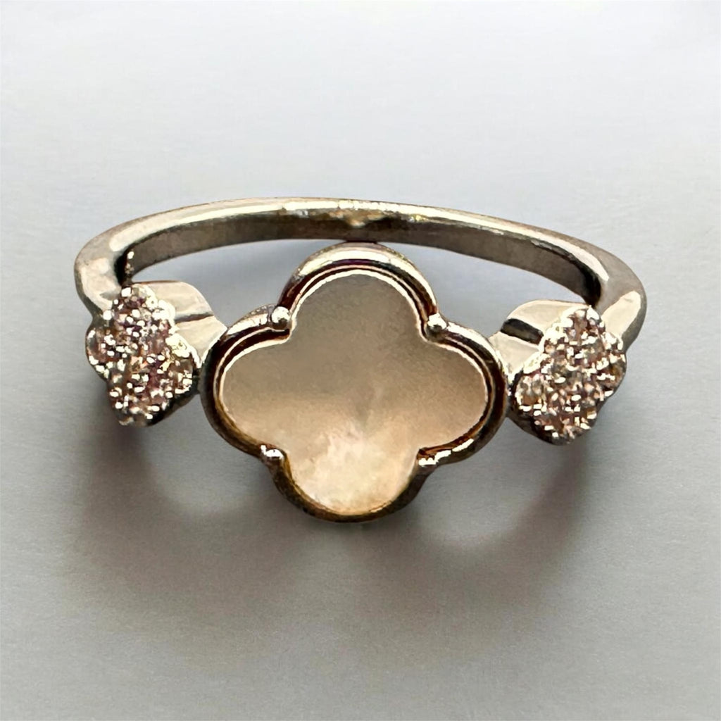 Clover Ring with Pave and MOP