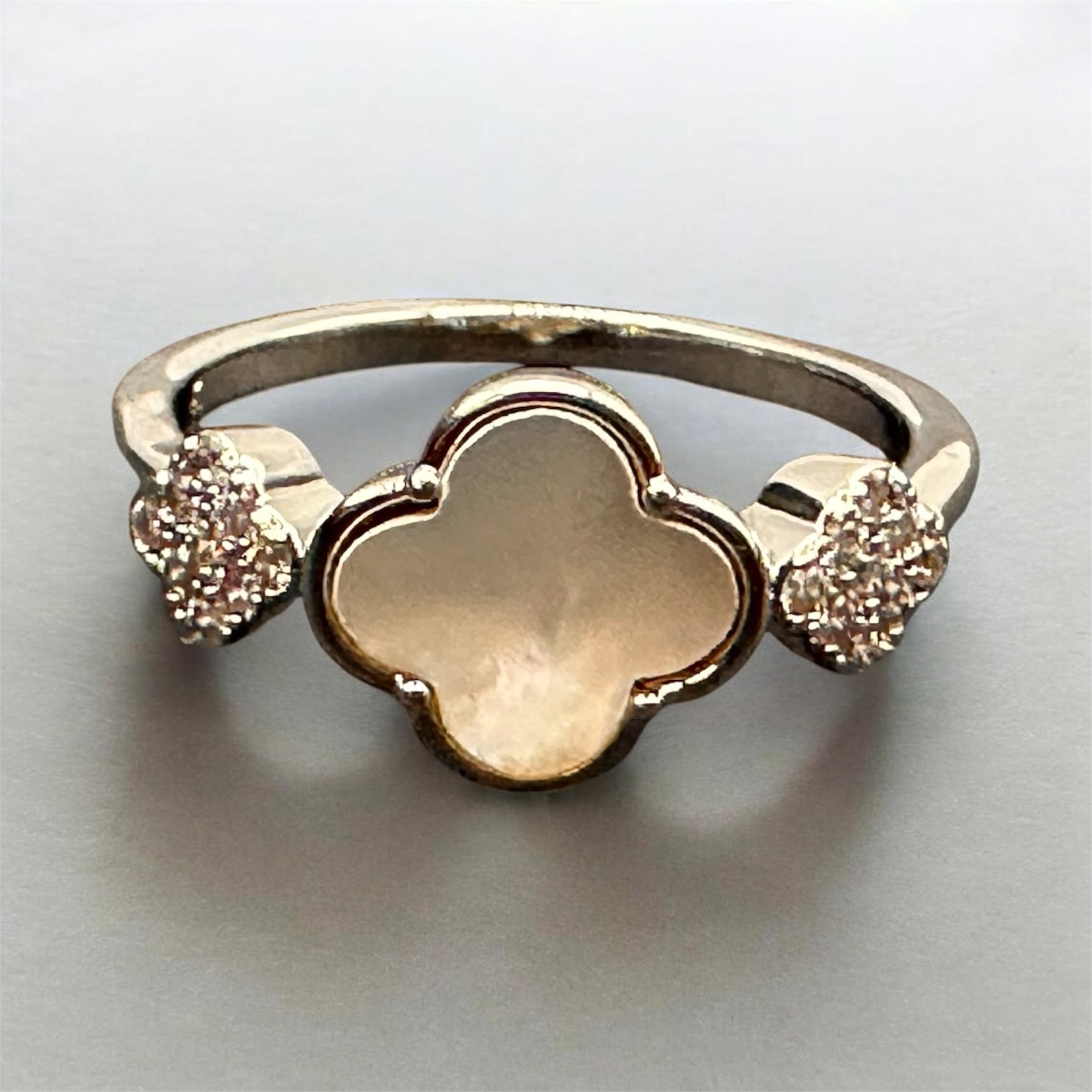 Clover Ring with Pave and MOP