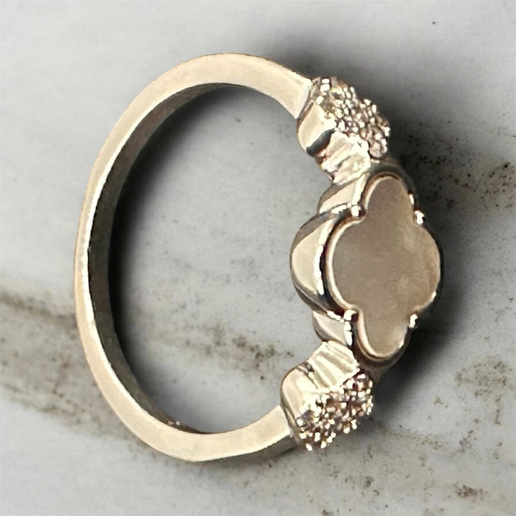 Clover Ring with Pave and MOP