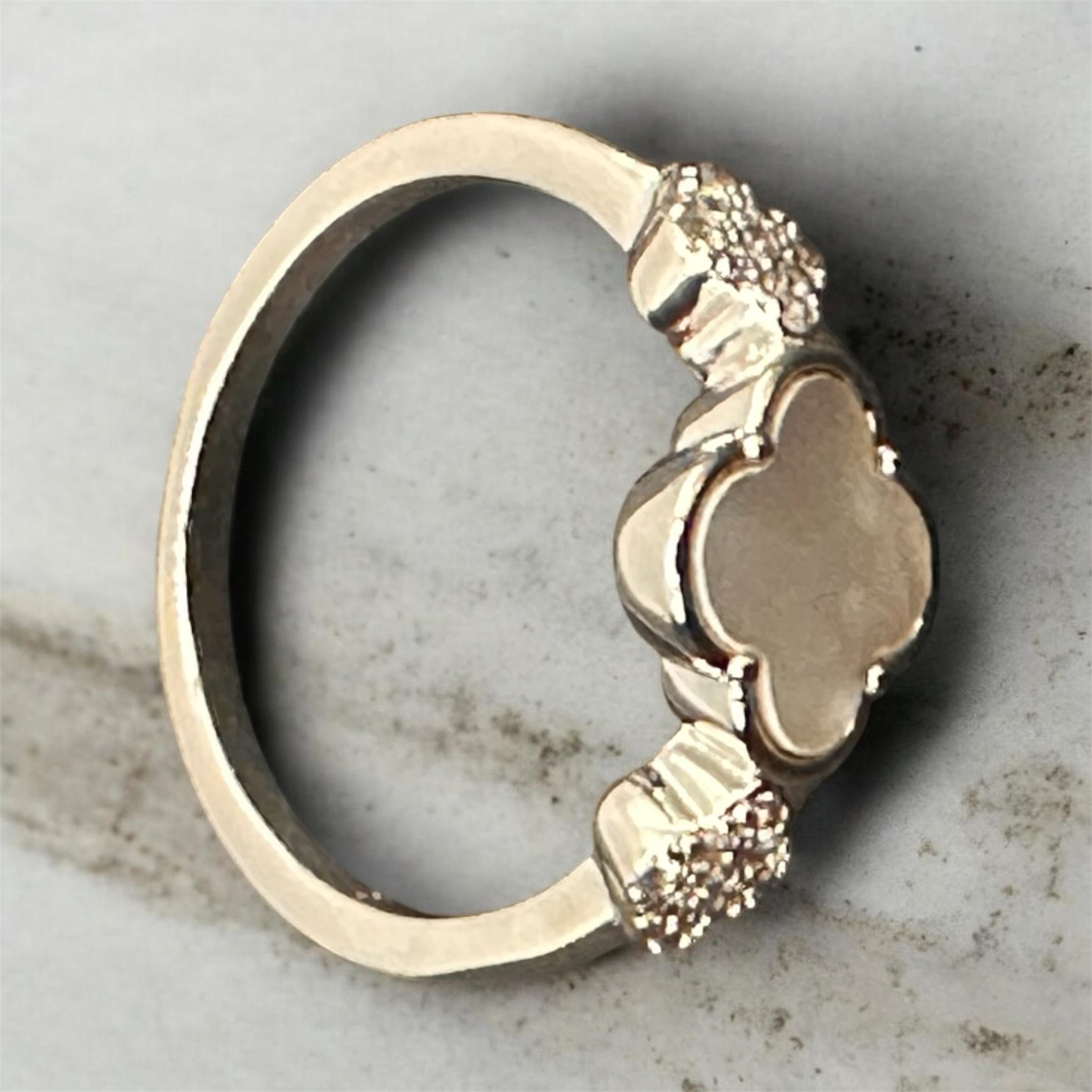 Clover Ring with Pave and MOP