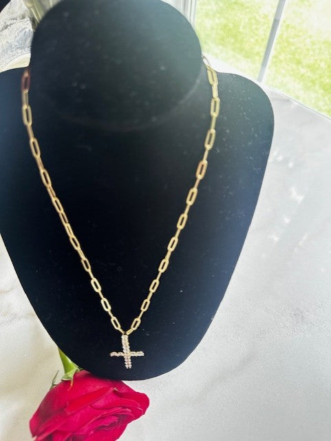 Pave Cross Necklace
