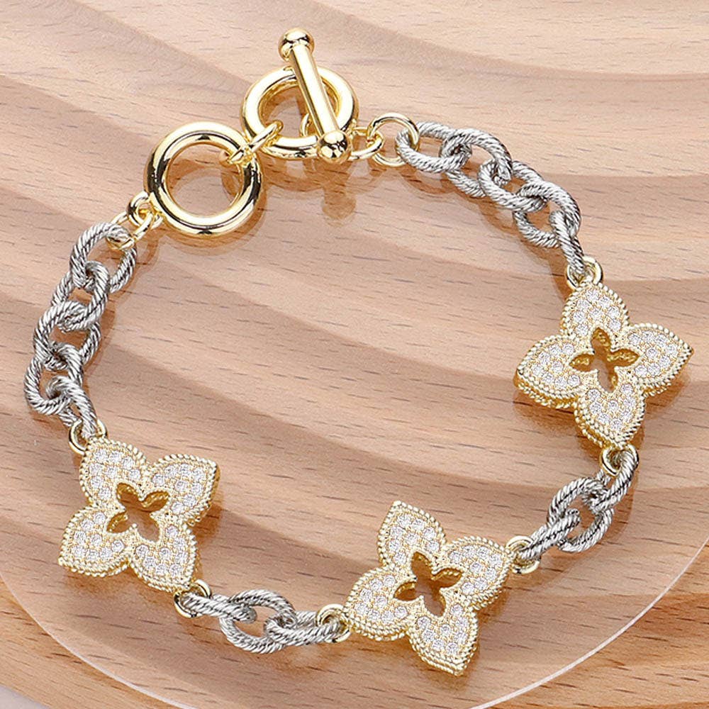 14K Gold Plated Mother Of Pearl Iris Pendant Link Toggle Bra: Mother of Pearl