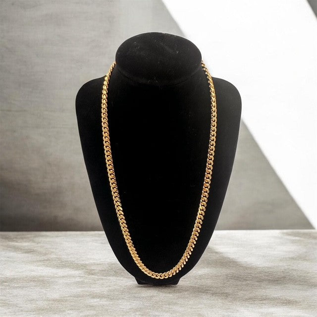 Cuban Lobster Clasp Necklace Yellow Gold