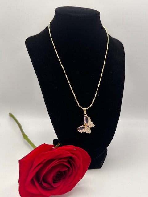 Pink Butterfly Necklace