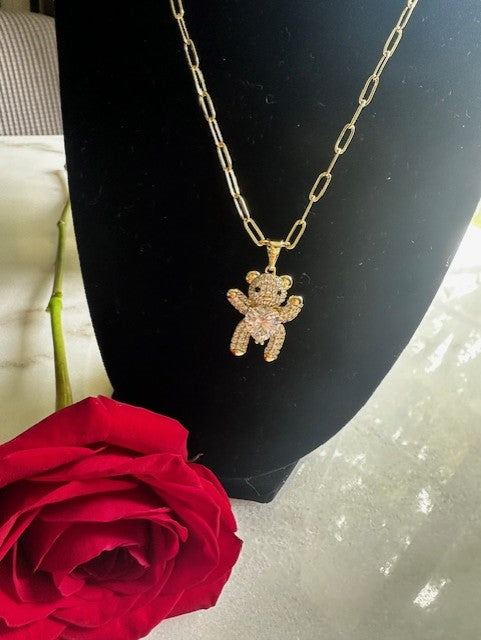 Bear Necklace with Heart